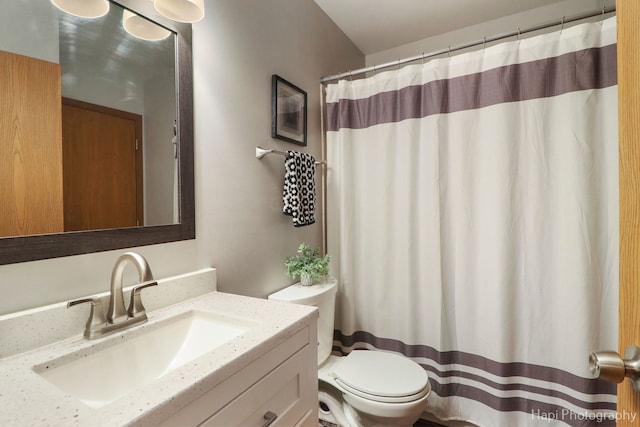 full bathroom featuring vanity and toilet