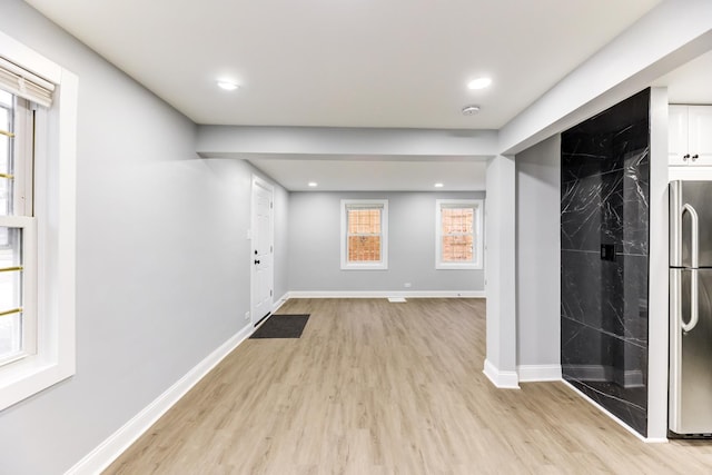 interior space with light hardwood / wood-style floors