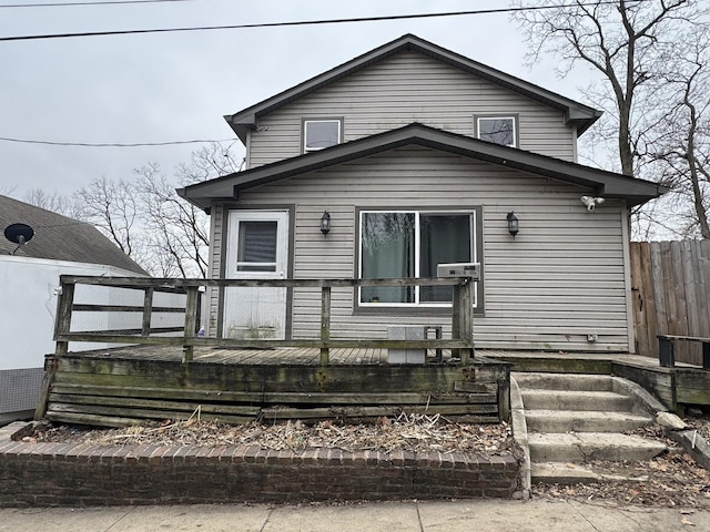 view of front of property with a deck