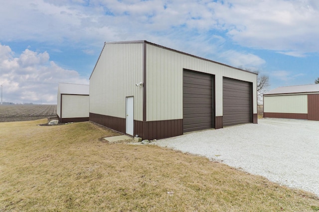 view of detached garage