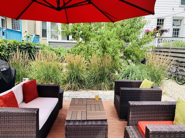 view of patio with an outdoor hangout area