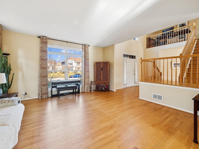 living room with hardwood / wood-style floors