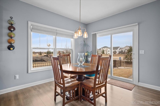 dining area with hardwood / wood-style flooring