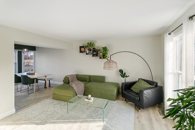 living room with hardwood / wood-style flooring