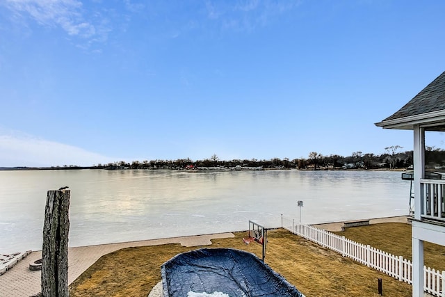 view of dock featuring a water view