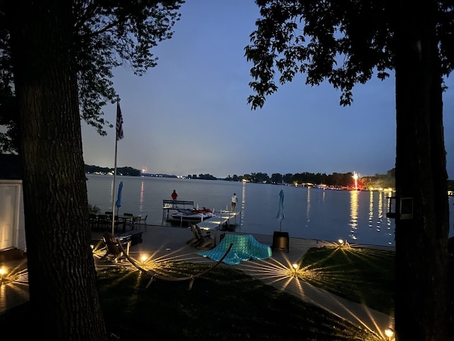 property view of water with a boat dock