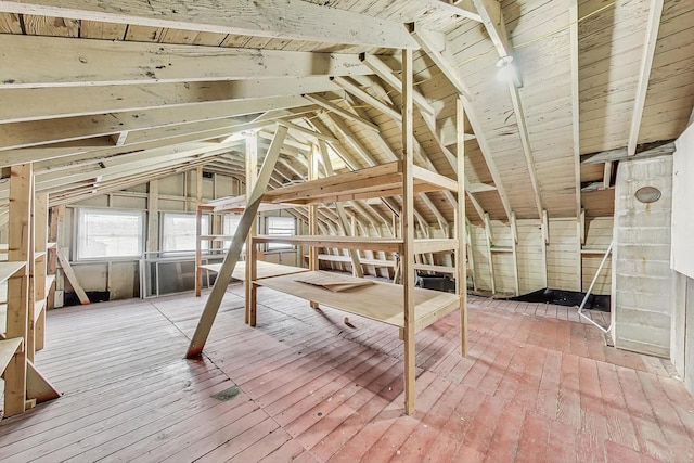 view of unfinished attic