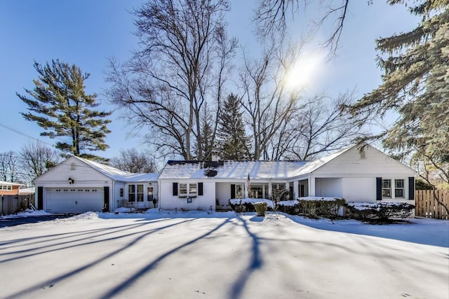 single story home with an attached garage