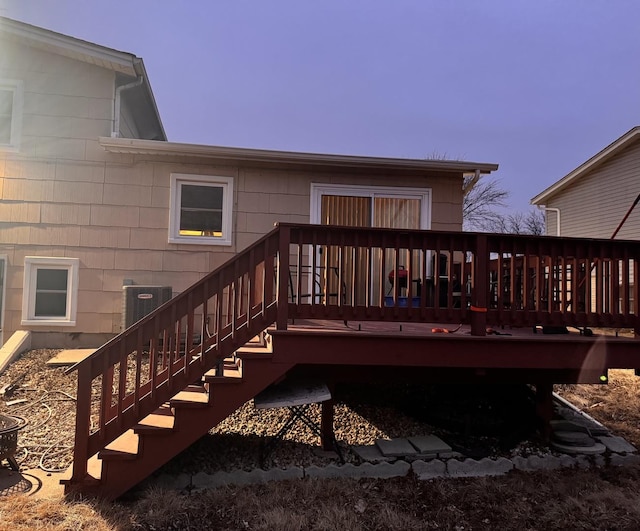 wooden terrace with central AC unit