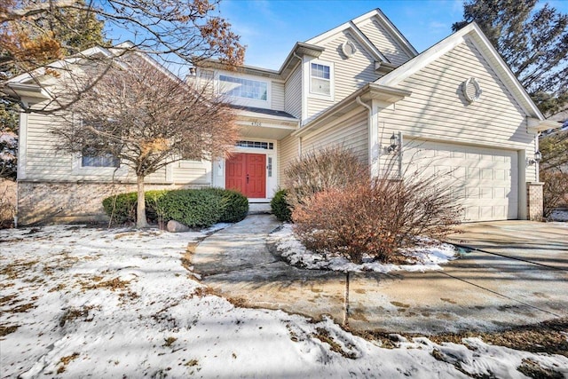 front of property featuring a garage