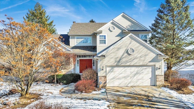 view of front property with a garage