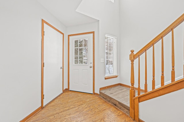 foyer entrance featuring light hardwood / wood-style floors