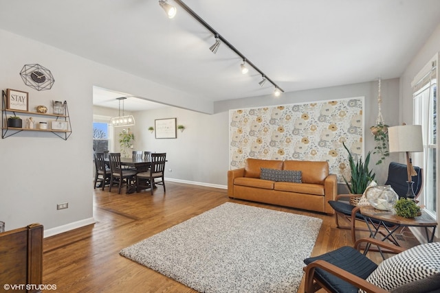 living room with hardwood / wood-style floors