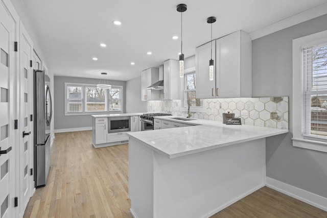 kitchen featuring sink, white cabinets, and kitchen peninsula