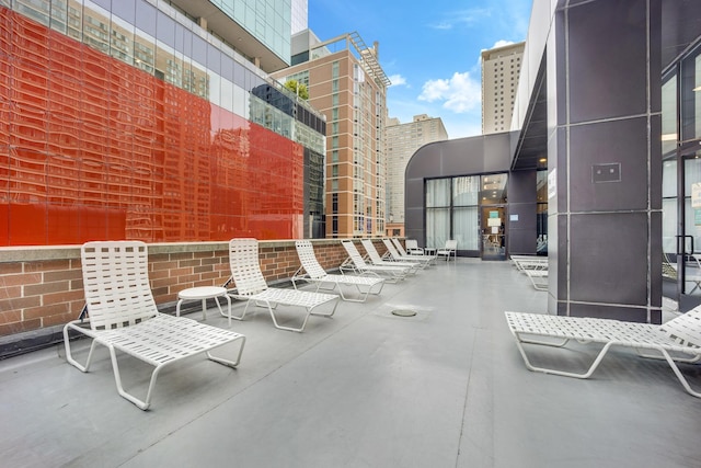 view of patio featuring a city view