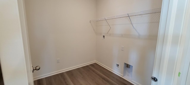 washroom featuring hookup for a washing machine and dark wood-type flooring