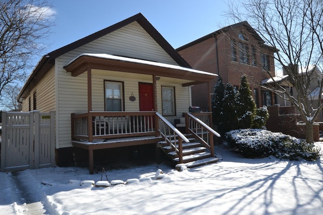 view of front facade featuring covered porch