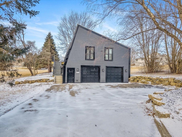 exterior space with a garage