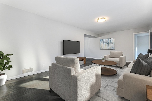 living room with hardwood / wood-style floors