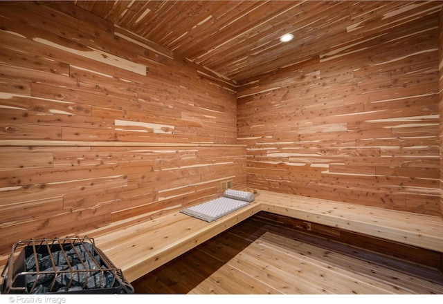 view of sauna / steam room featuring hardwood / wood-style flooring