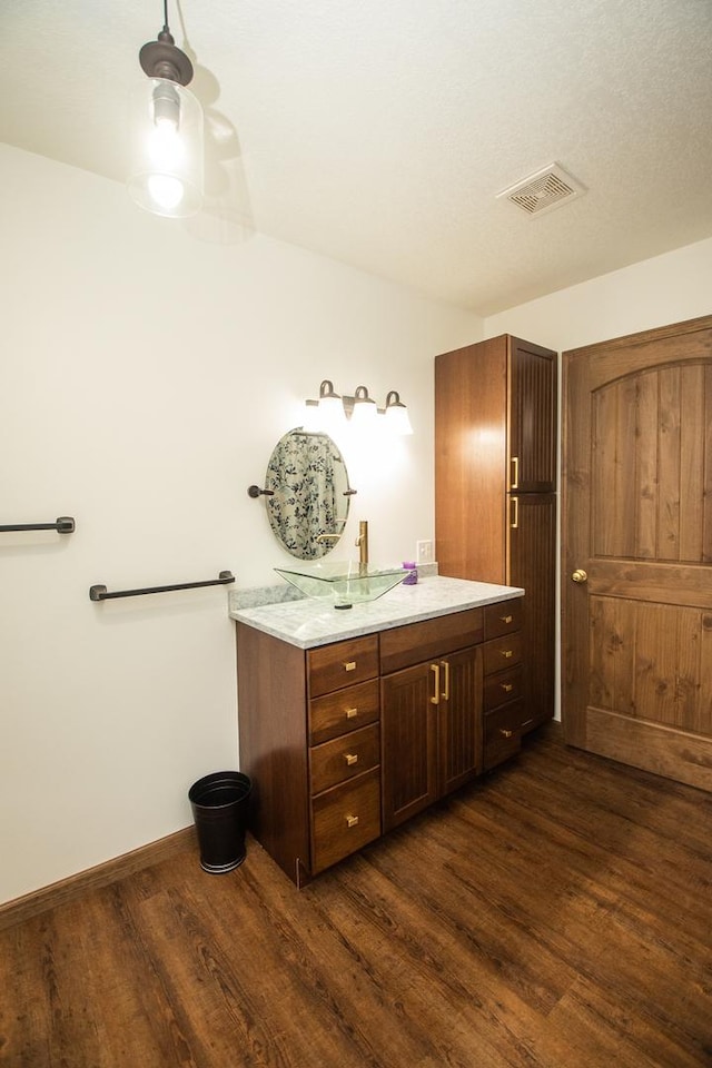 bathroom featuring wood-type flooring and vanity