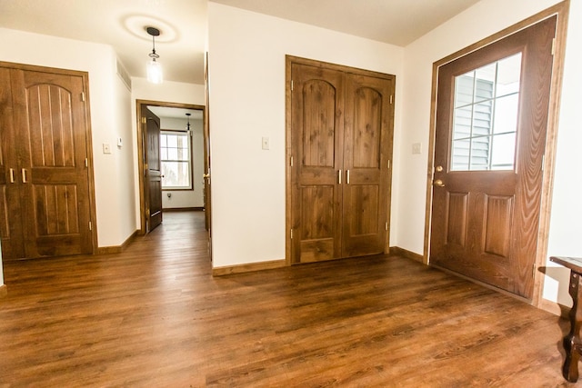 foyer with dark wood-type flooring