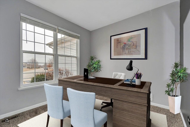 home office with baseboards
