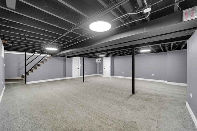 basement with carpet