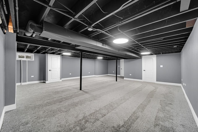 basement featuring carpet