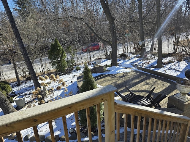 view of yard covered in snow