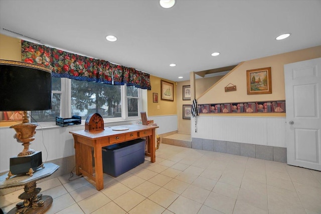 kitchen with light tile patterned floors