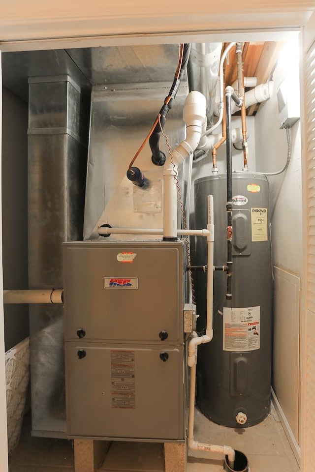 utility room with electric water heater