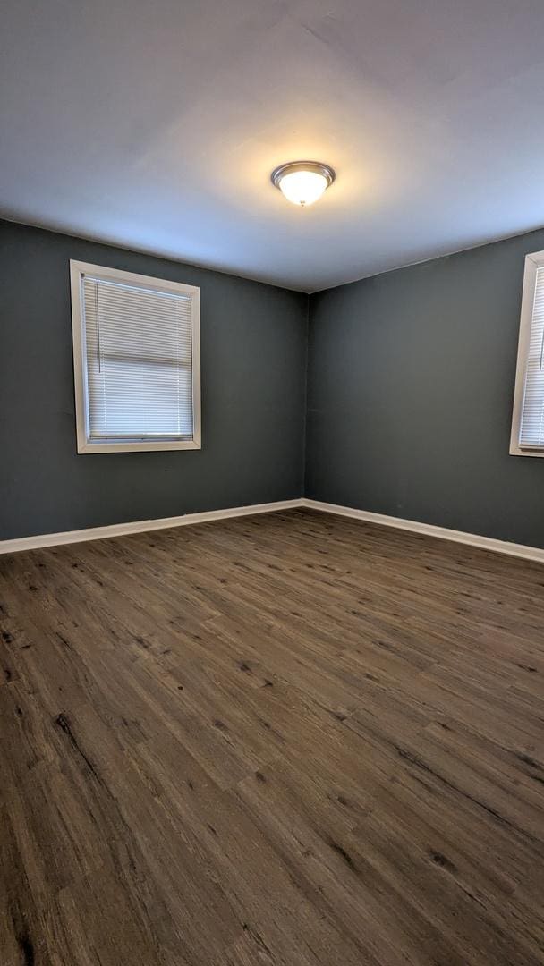 empty room featuring dark hardwood / wood-style flooring and plenty of natural light