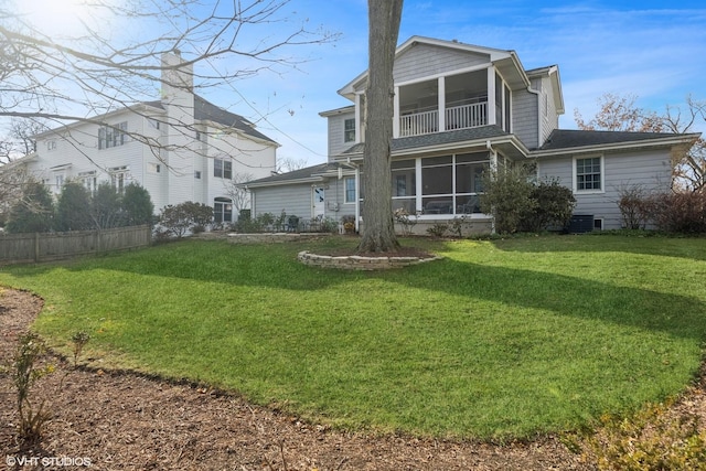 267 Merton Ave, Glen Ellyn, IL 60137 - back of property with a sunroom, a balcony, and cooling unit
