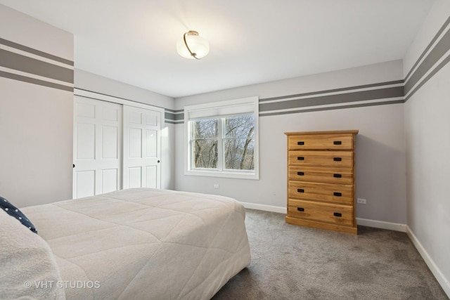 bedroom featuring a closet and carpet