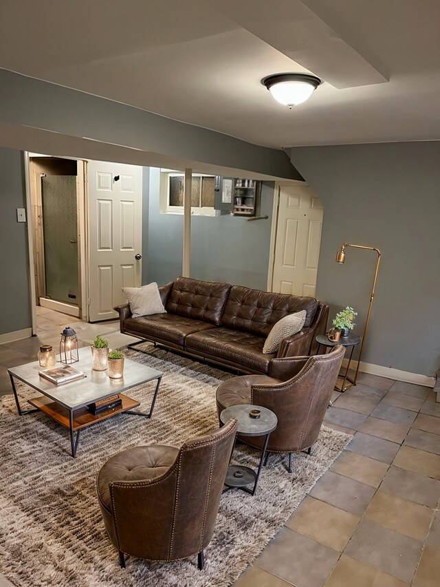 living area with baseboards
