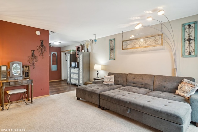 living room featuring carpet floors