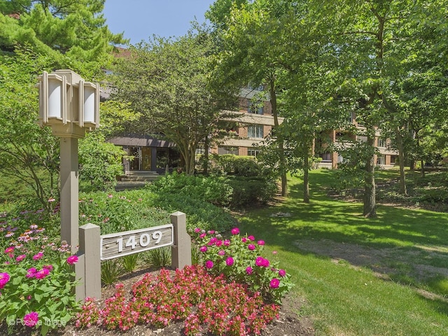 view of community featuring a yard