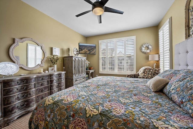 bedroom featuring ceiling fan