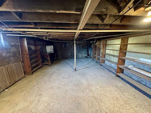 view of unfinished basement