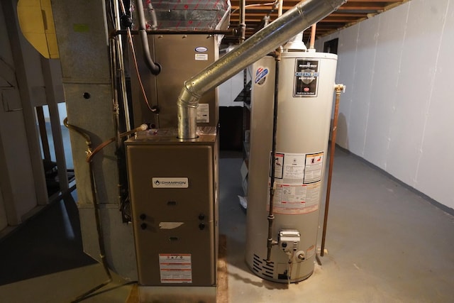 utility room with water heater