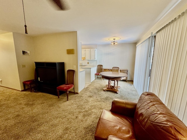 living room with carpet floors