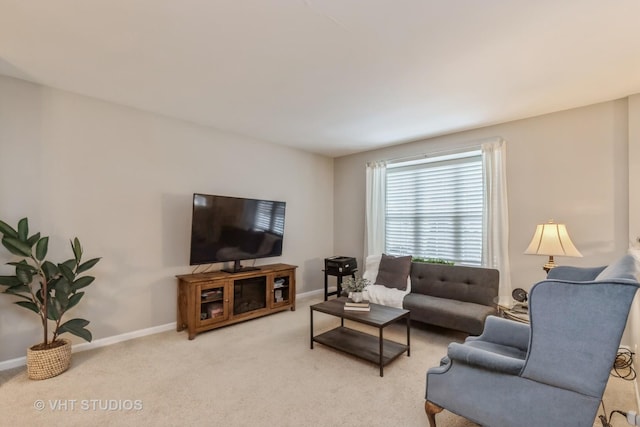 living room with light carpet