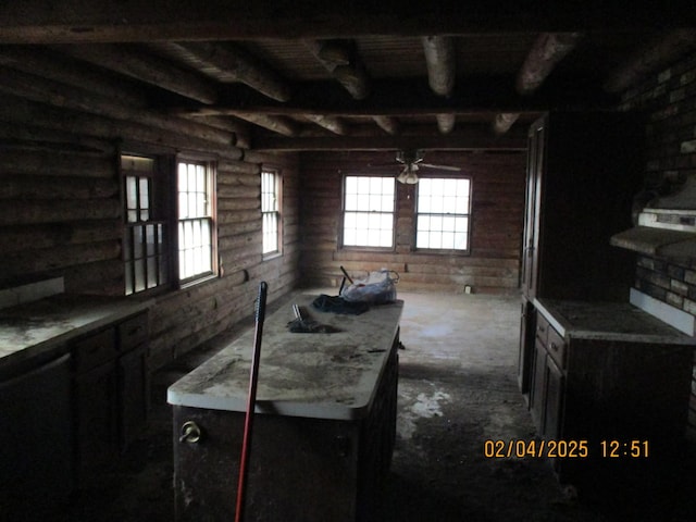 125 N Anderson Rd, New Lenox, IL 60451 - interior space with rustic walls and beam ceiling