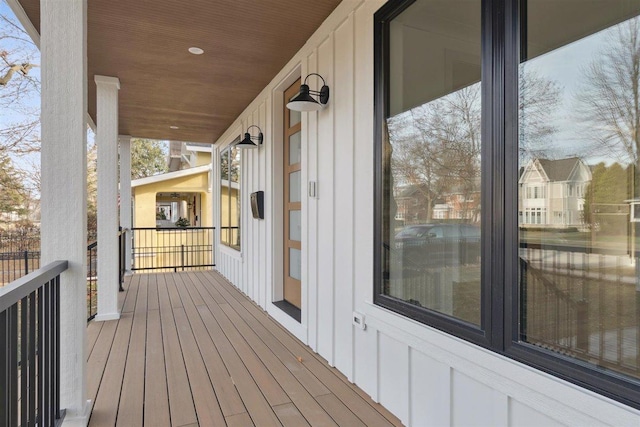 wooden deck with covered porch