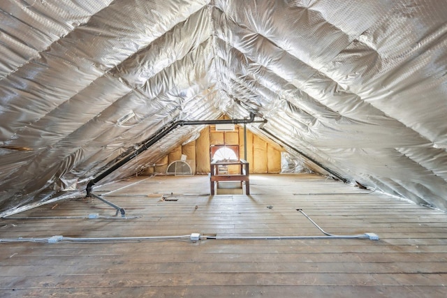 view of unfinished attic