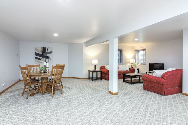 view of carpeted dining area