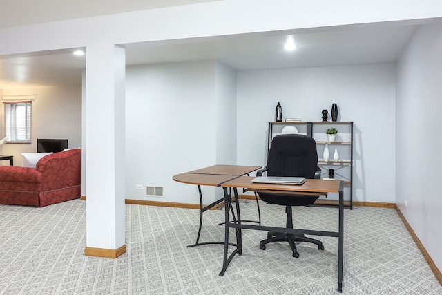 office space with carpet flooring