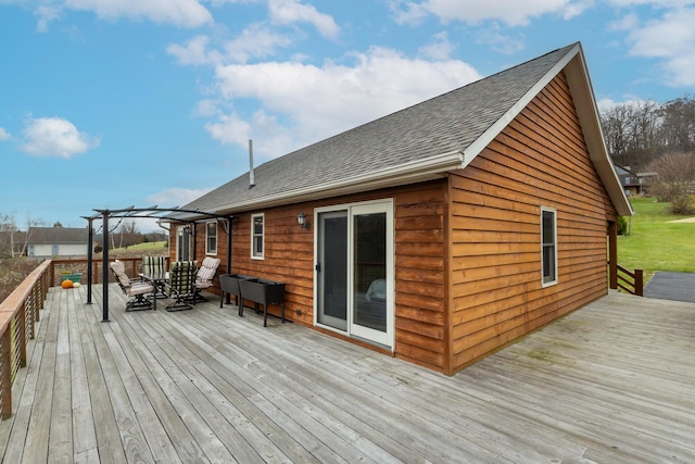 deck featuring a pergola