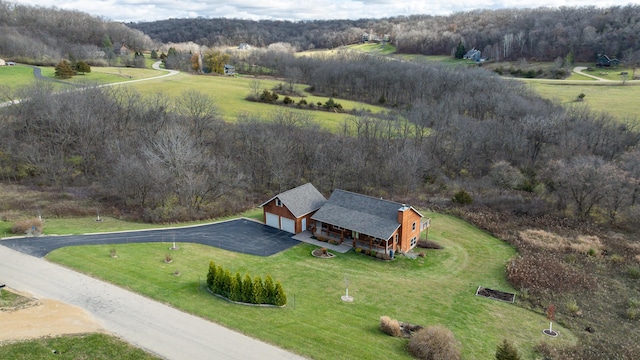 drone / aerial view with a rural view